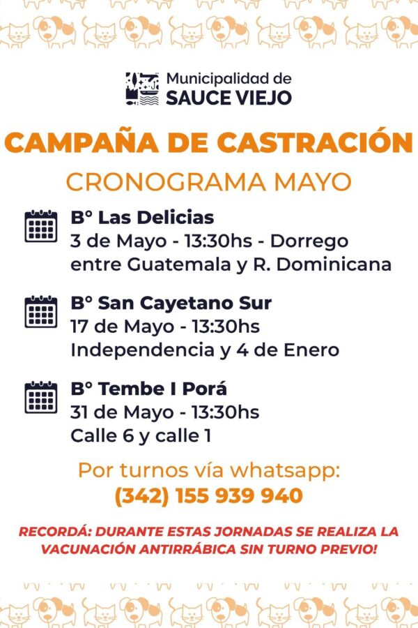 Campaña de castración en barrios sauceños