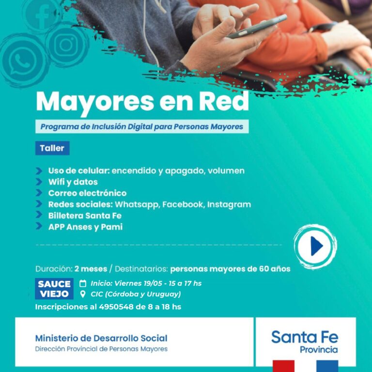 PROGRAMA DE INCLUSIÓN DIGITAL: INSCRIPCIÓN PARA MAYORES DE 60 AÑOS