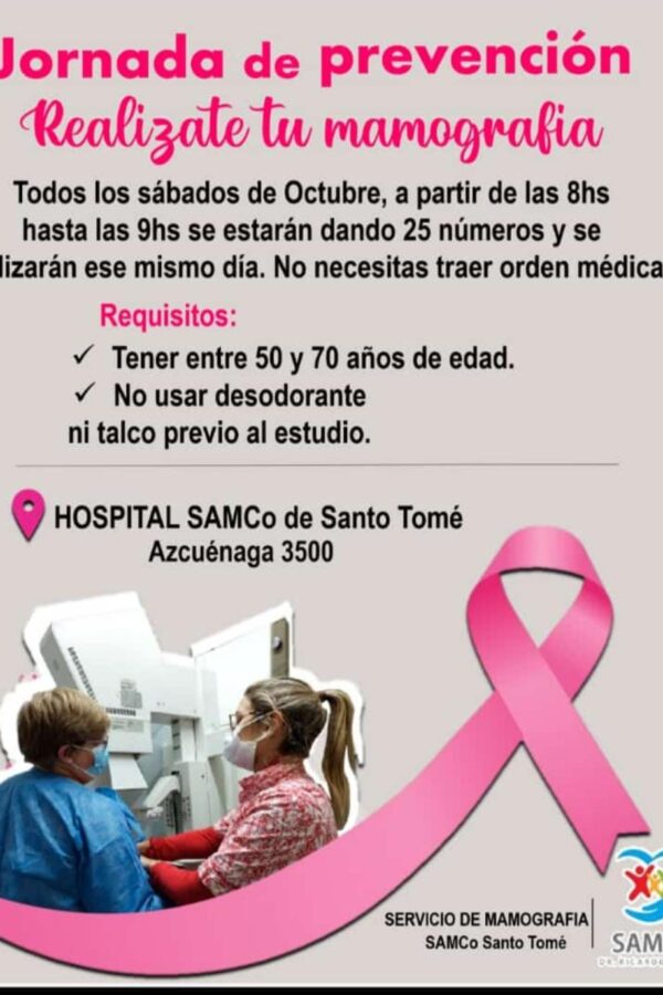 OCTUBRE ROSA: MES DE LA PREVENCIÓN DEL CÁNCER DE MAMAS