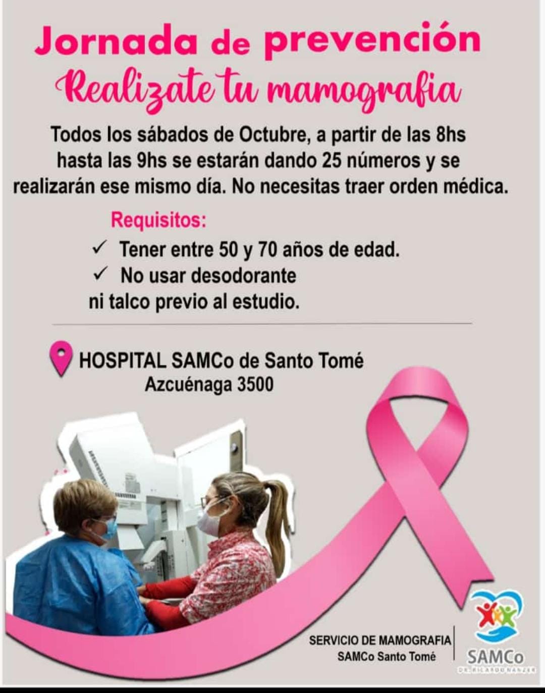 OCTUBRE ROSA: MES DE LA PREVENCIÓN DEL CÁNCER DE MAMAS