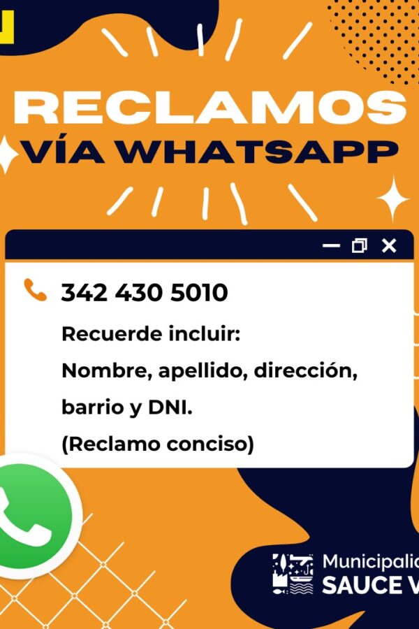 RECLAMOS VÍA WHATSAPP