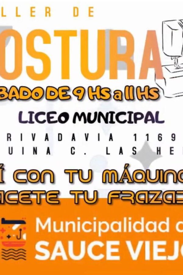 📌 El taller de costura del liceo municipal comenzó este sábado en calle Rivadavia y Las Heras a partir de las 9 hs. (Zona centro)