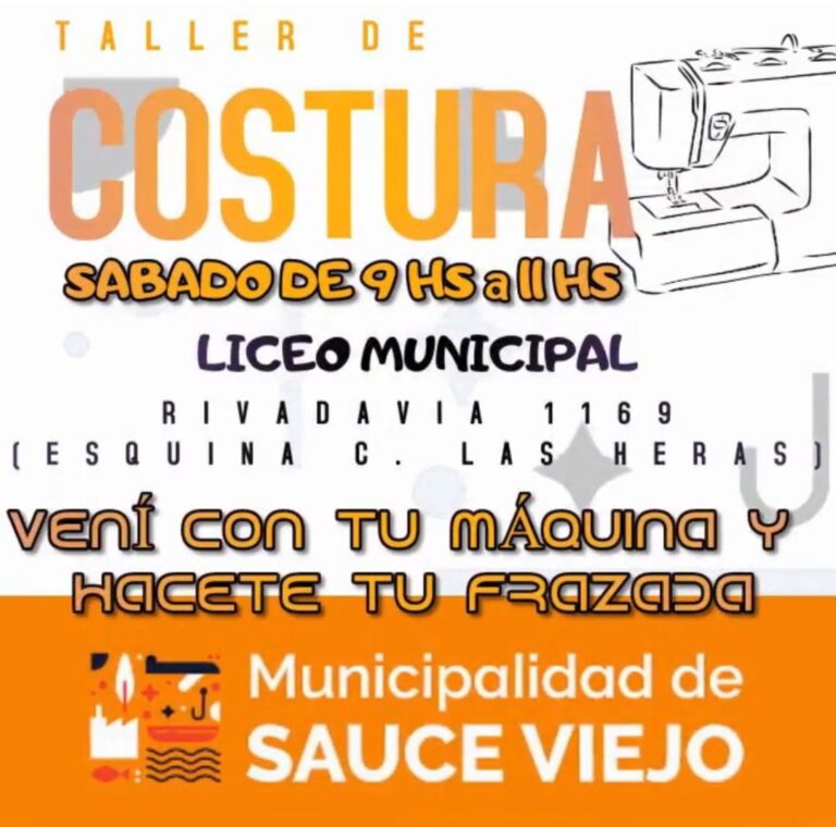 📌 El taller de costura del liceo municipal comenzó este sábado en calle Rivadavia y Las Heras a partir de las 9 hs. (Zona centro)