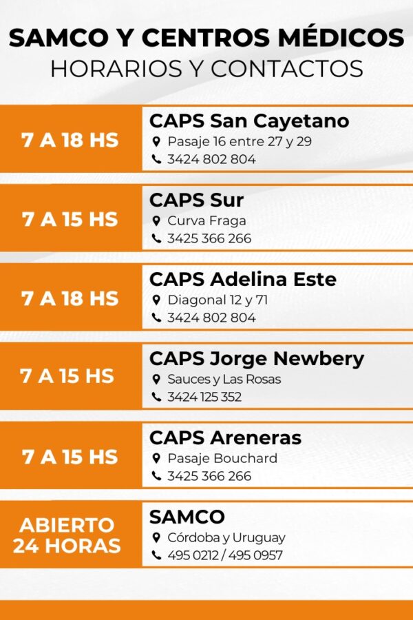 SAMCO Y CENTROS MÉDICOS HORARIOS Y CONTACTOS