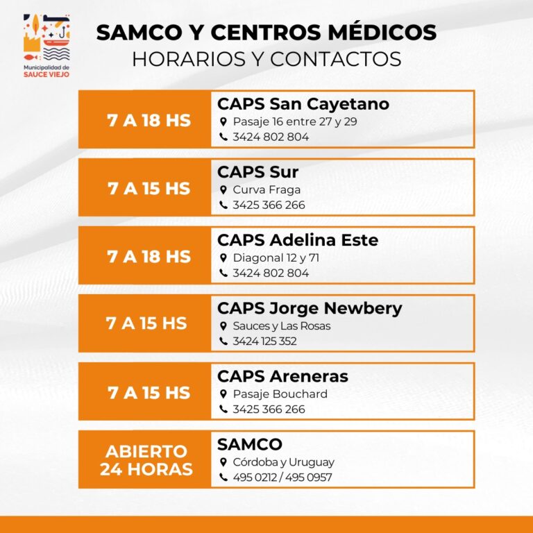 SAMCO Y CENTROS MÉDICOS HORARIOS Y CONTACTOS