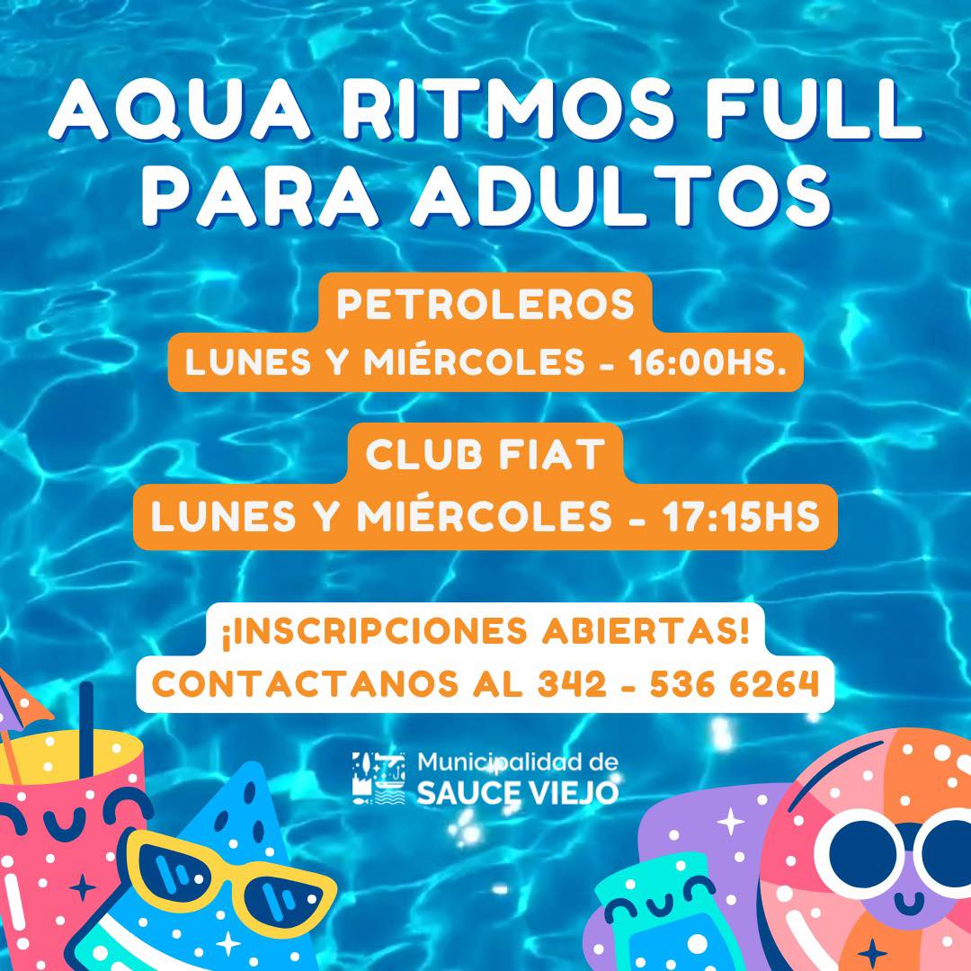 SE VIENE AQUAGYM PARA ADULTOS MAYORES EN SAUCE VIEJO